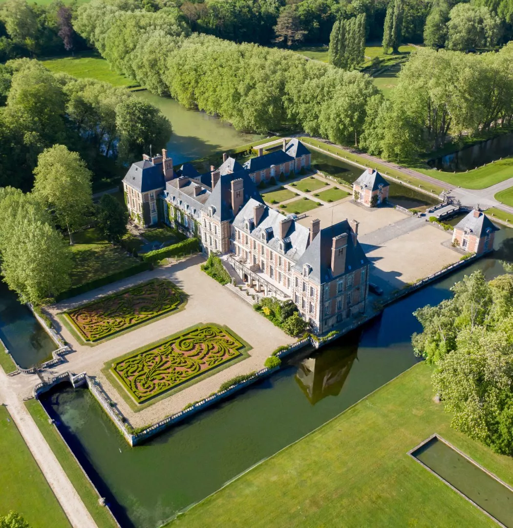 Castle and its grounds seen from the sky