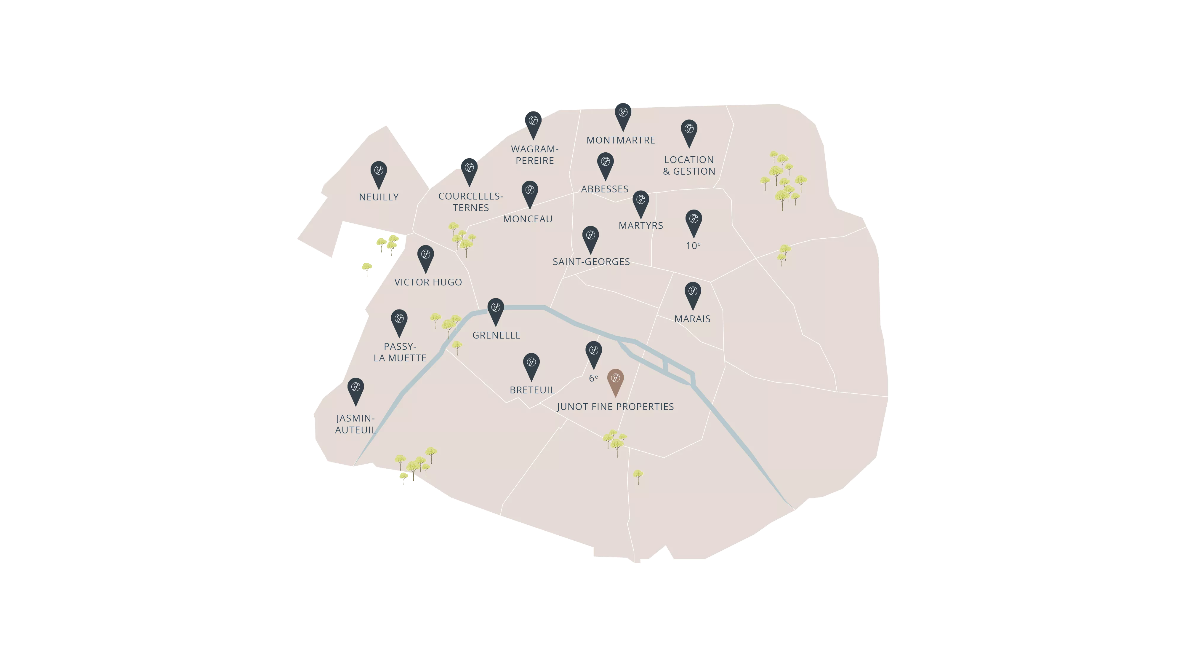 Map showing Junot estate agencies